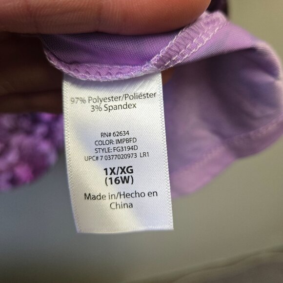 Vintage Purple Floral Bell Sleeve Babydoll Fairy Whimsigoth Womens 1X Tunic Top - Picture 6 of 10